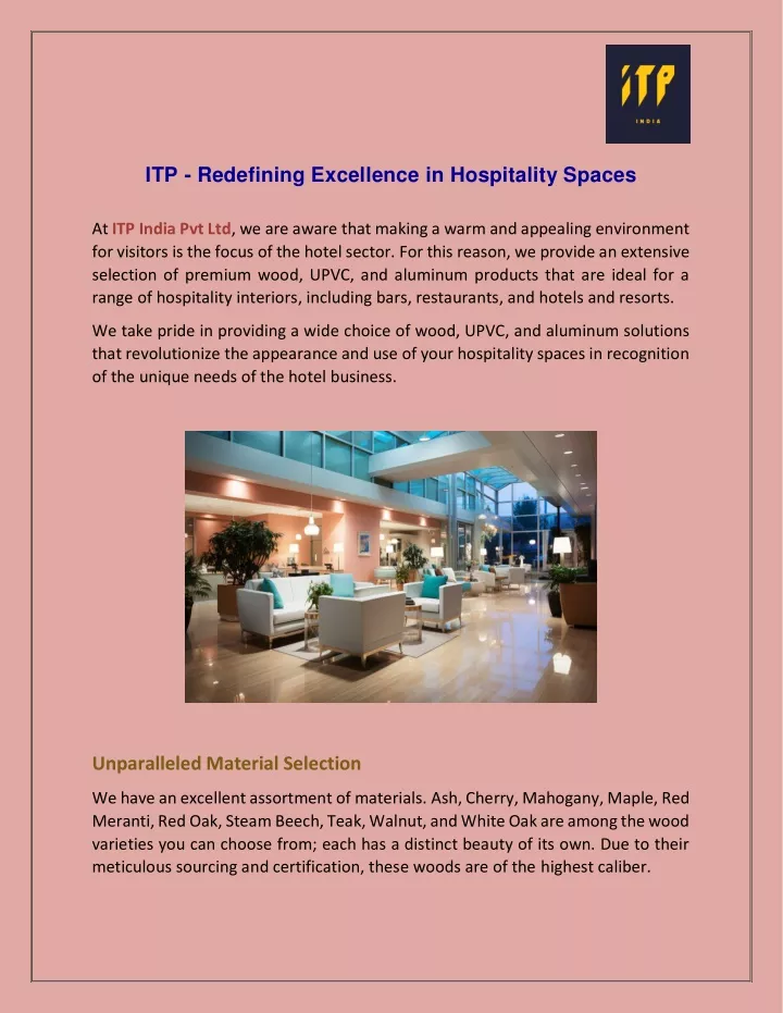 itp redefining excellence in hospitality spaces
