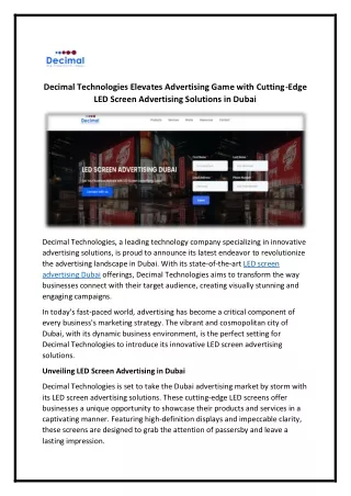 decimal technologies elevates advertising game
