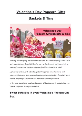 Valentine's Day Popcorn Gifts Baskets & Tins