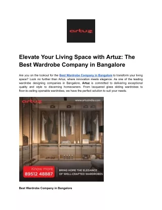 Elevate Your Living Space with Artuz_ The Best Wardrobe Company in Bangalore