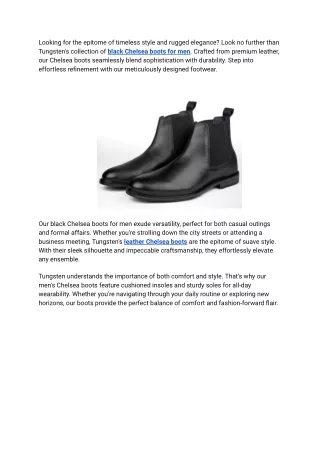 Enhance Your Look With Black Chelsea Boots For Men - Tungsten Shoe