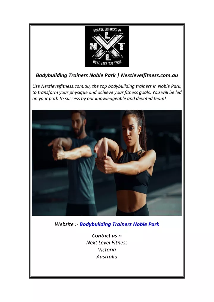 bodybuilding trainers noble park nextlevelfitness