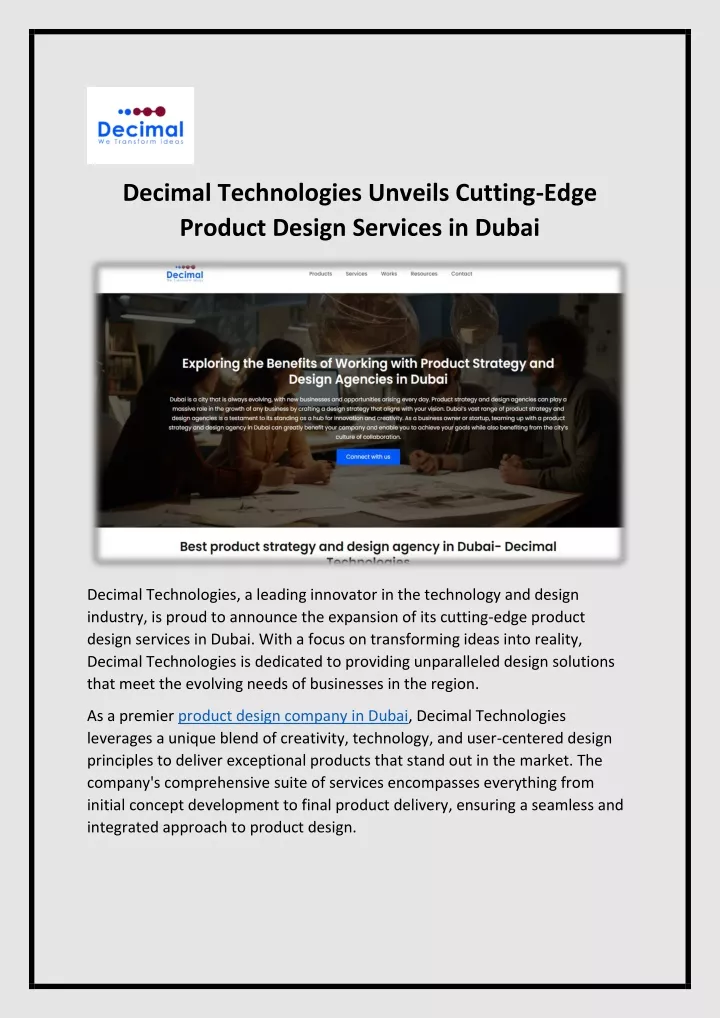 decimal technologies unveils cutting edge product