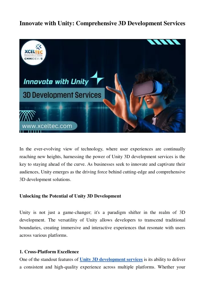 innovate with unity comprehensive 3d development