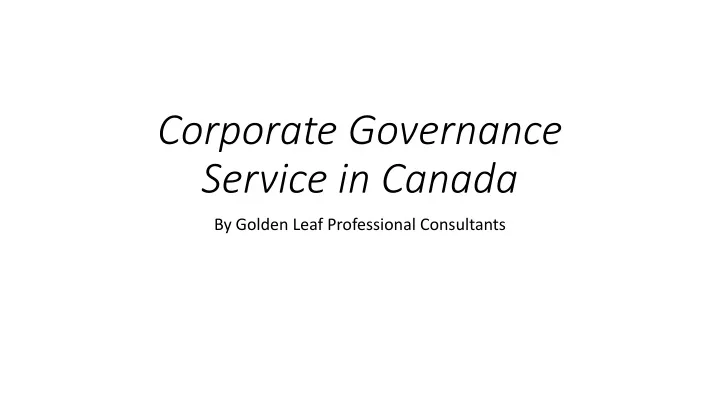 corporate governance service in canada