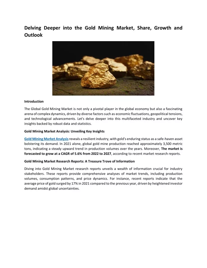 delving deeper into the gold mining market share