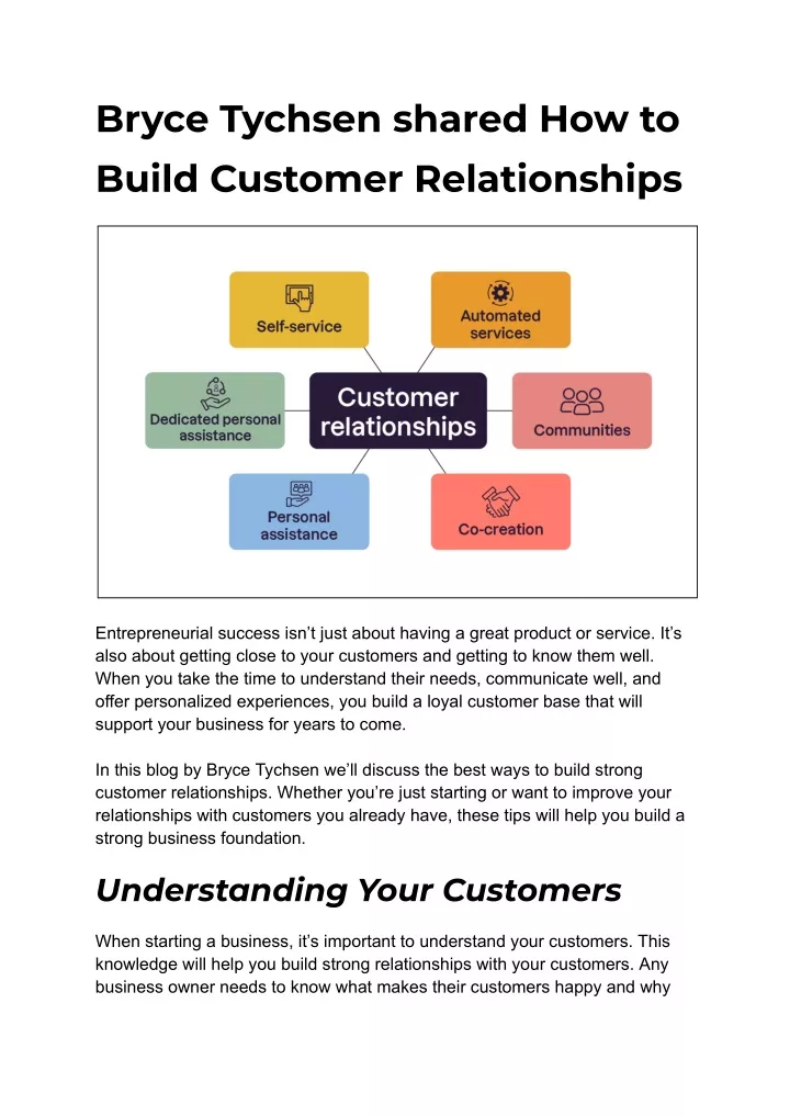 bryce tychsen shared how to build customer