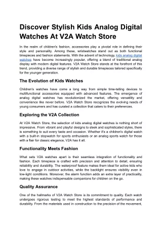Discover Stylish Kids Analog Digital Watches At V2A Watch Store