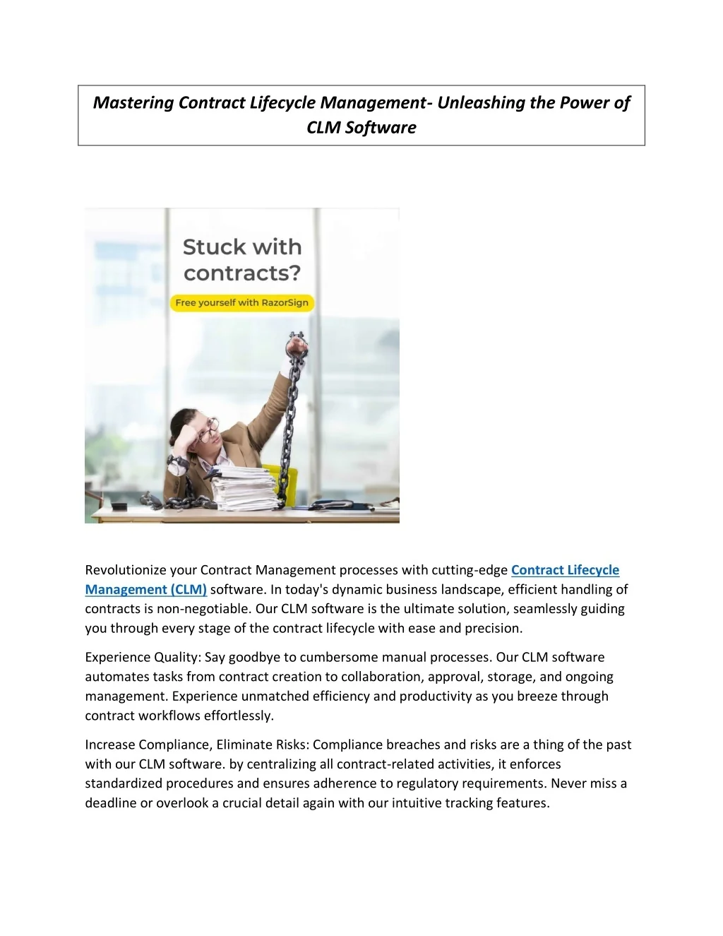 PPT - Mastering Contract Lifecycle Management- Unleashing the Power of ...