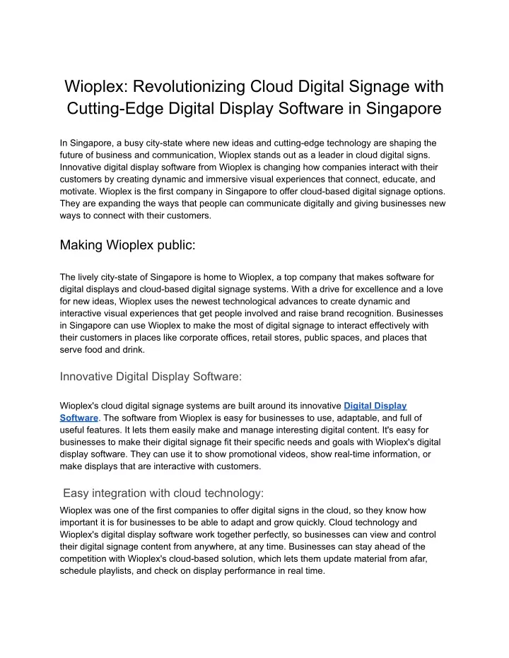 wioplex revolutionizing cloud digital signage