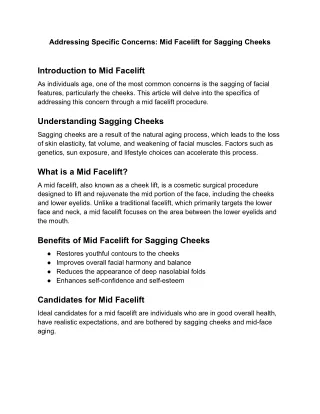 addressing specific concerns mid facelift