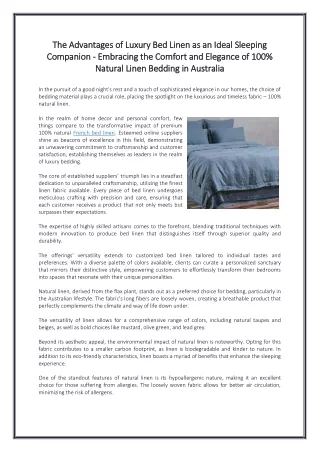 The Advantages of Luxury Bed Linen as an Ideal Sleeping Companion - Embracing the Comfort and Elegance of 100% Natural L