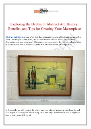 Exploring the Depths of Abstract Art: History, Benefits, and Tips for Creating Y