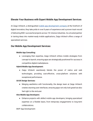 Elevate Your Business with Expert Mobile App Development Services