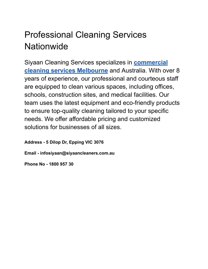 professional cleaning services nationwide