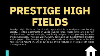 Prestige High Fields in Gachibowli Hyderabad - Price, Floor Plan