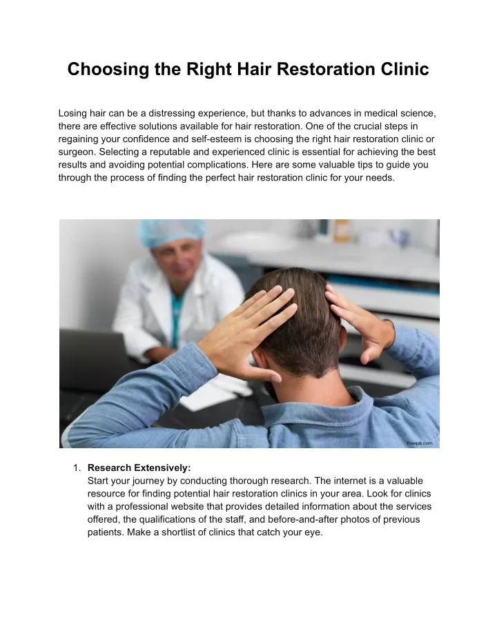 choosing the right hair restoration clinic