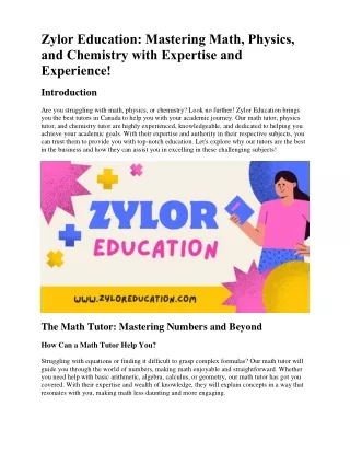 Zylor Education: Mastering Math, Physics, Chemistry and Biology