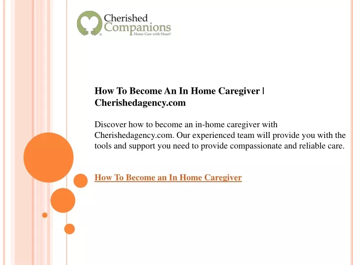 how to become an in home caregiver