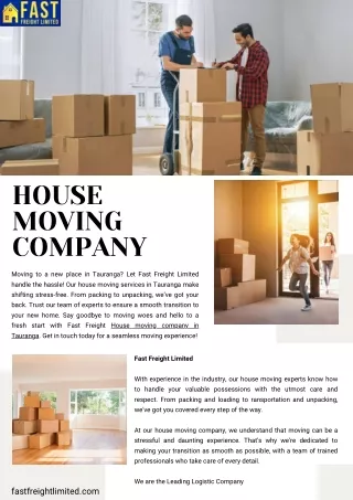 House Moving Company In Tauranga  Fast Freight Limited