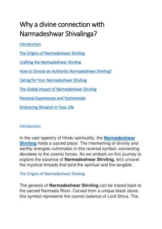 Why a divine connection with Narmadeshwar Shivalinga