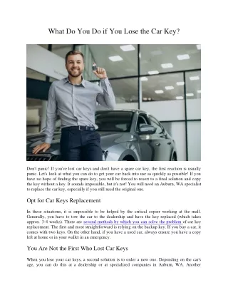 what do you do if you lose the car key