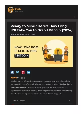 How long does it take to mine 1 Bitcoin