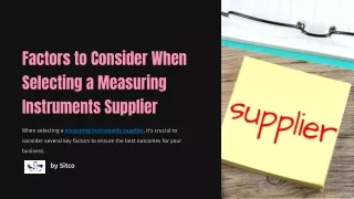Factors to Consider When Selecting a Measuring Instruments Supplier