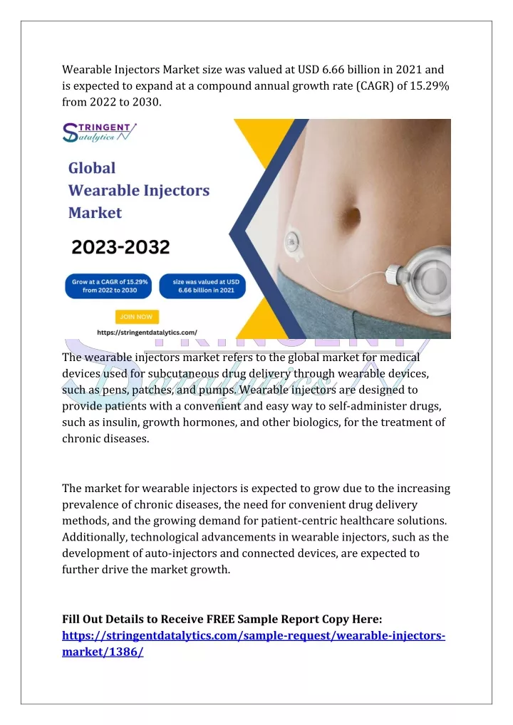wearable injectors market size was valued