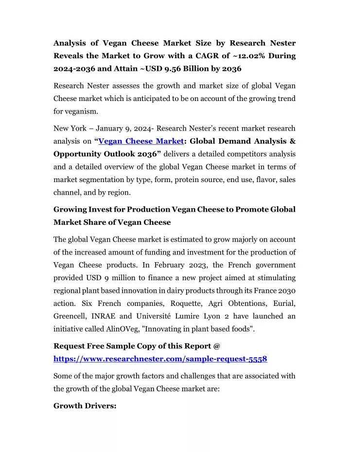 analysis of vegan cheese market size by research