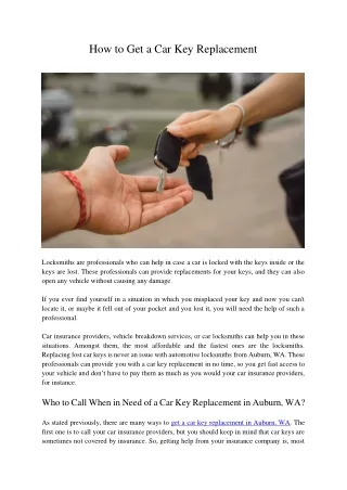 how to get a car key replacement