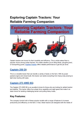 Exploring Captain Tractors_ Your Reliable Farming Companion