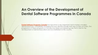 an overview of the development of dental software programmes in canada