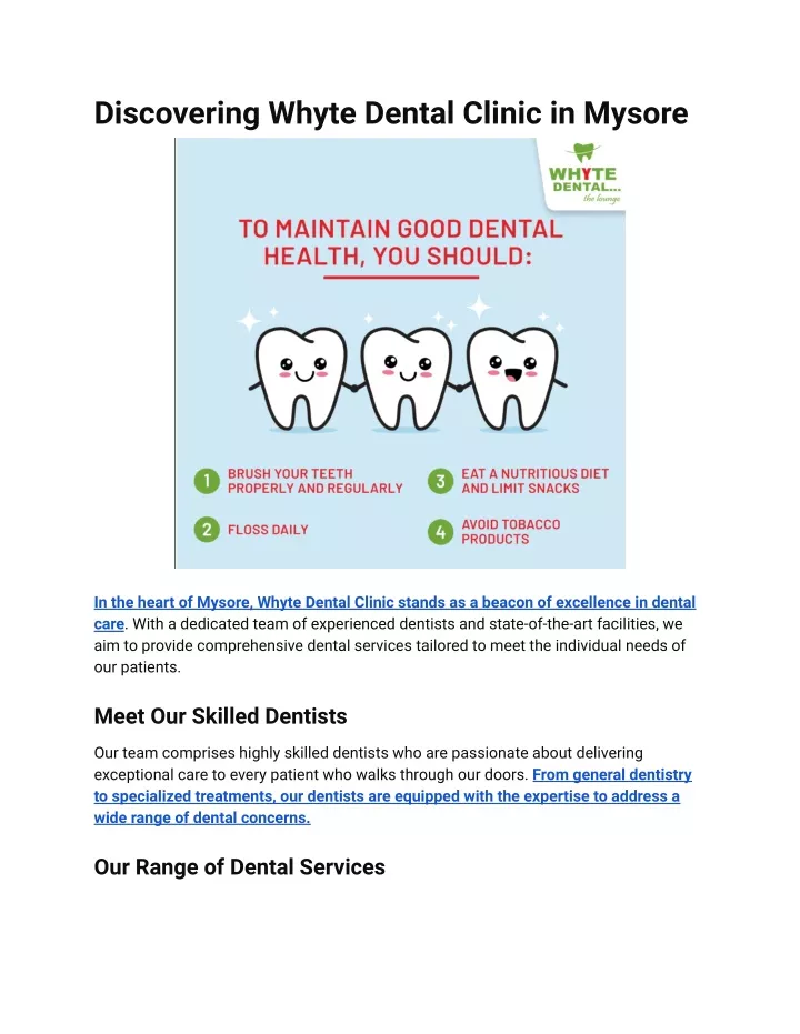 discovering whyte dental clinic in mysore