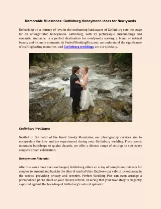 Memorable Milestones Gatlinburg Honeymoon Ideas for Newlyweds
