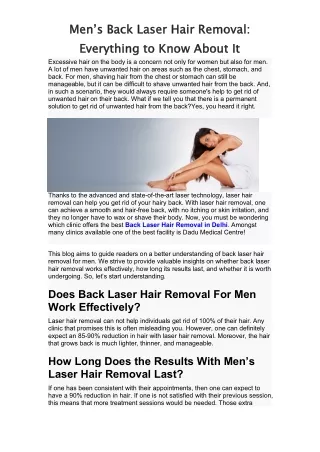 Men’s Back Laser Hair Removal: Everything to Know About It