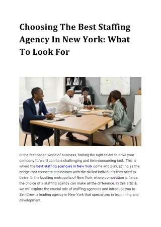 Choosing The Best Staffing Agency In New York