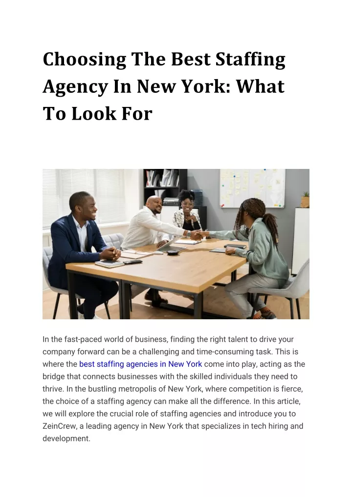 choosing the best staffing agency in new york