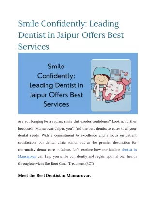 Smile Confidently_ Leading Dentist in Jaipur Offers Best Services