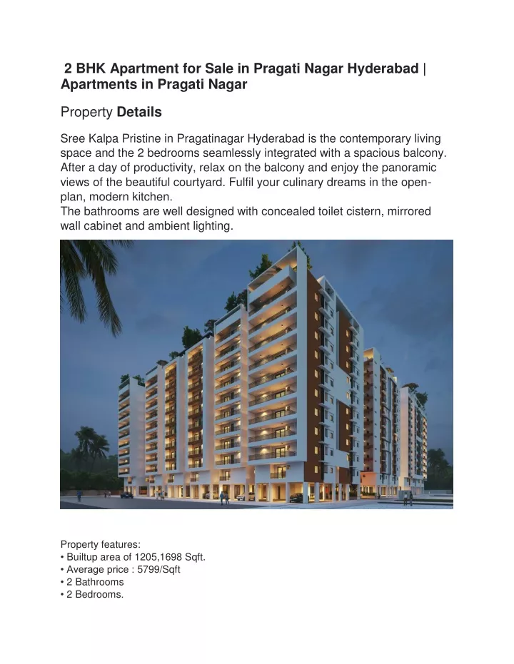 2 bhk apartment for sale in pragati nagar