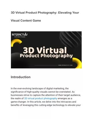 3d product animation company