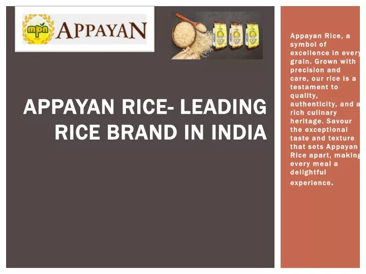 appayan rice leading rice brand in india