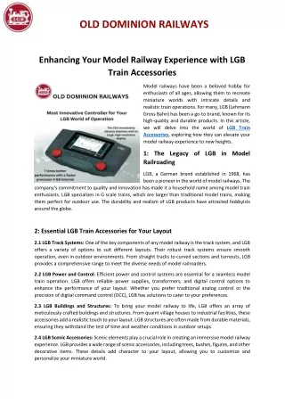 Enhancing Your Model Railway Experience with LGB Train Accessories