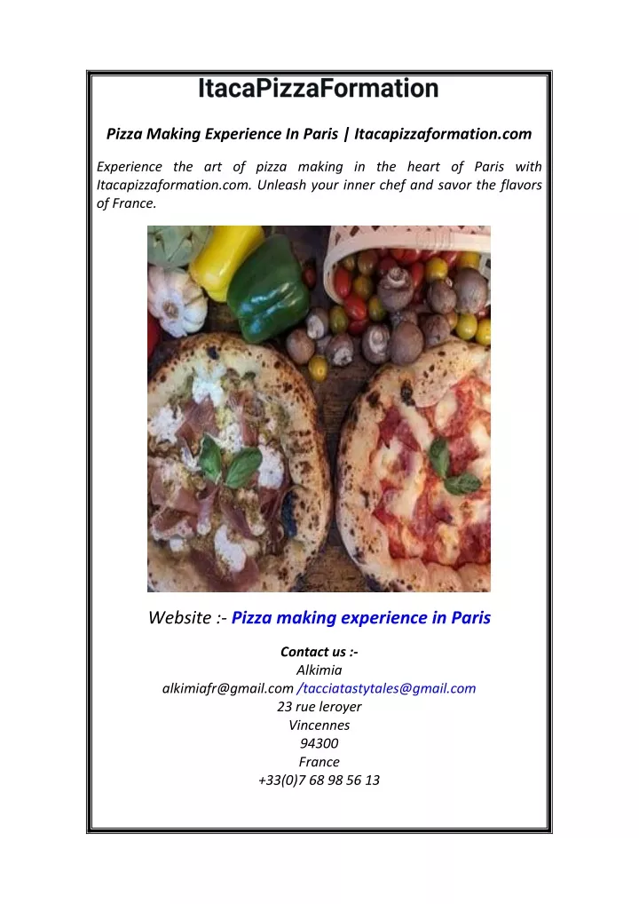 pizza making experience in paris