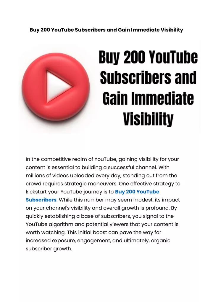 buy 200 youtube subscribers and gain immediate