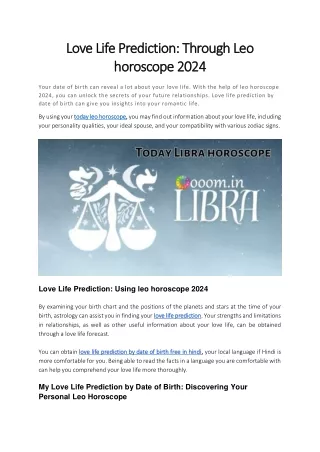Love Life Prediction-Through Leo horoscope 2024