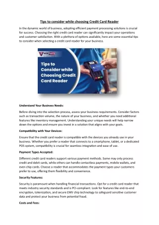 tips to consider while choosing credit card reader