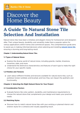 A Guide To Natural Stone Tile Selection And Installation