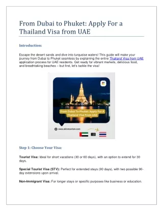From Dubai To Phuket Apply For A Thailand Visa From UAE