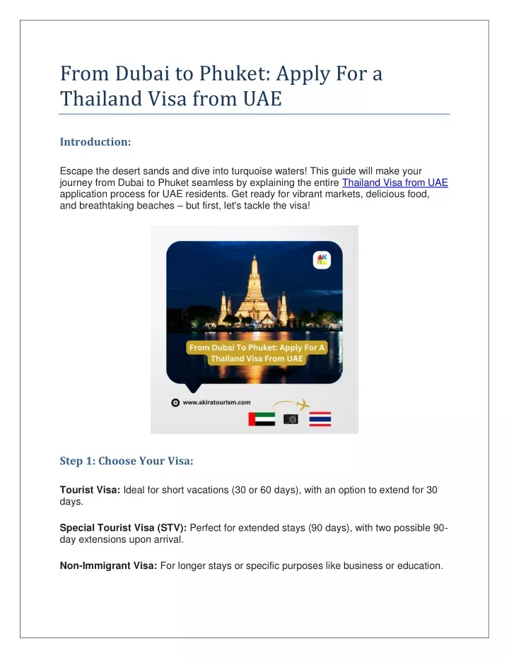 from dubai to phuket apply for a thailand visa